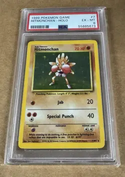 1999 POKEMON BASE SET UNLIMITED #7 HITMONCHAN-HOLO PSA 6 - Image 1