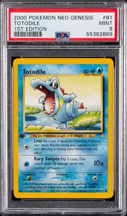 2000 POKEMON NEO GENESIS 1ST ED #81 TOTODILE PSA 9 - Image 1