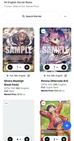 One Piece Card Lot Of 71 Cards (SR’s) Mixed One Piece TCG Sets - Image 2