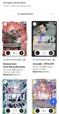 One Piece Card Lot Of 71 Cards (SR’s) Mixed One Piece TCG Sets - Image 3