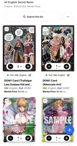 One Piece Card Lot Of 71 Cards (SR’s) Mixed One Piece TCG Sets - Image 4