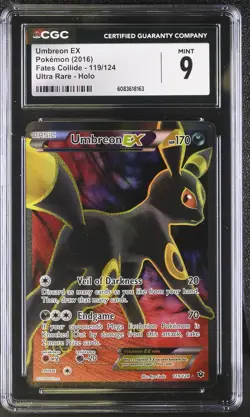 CGC 9 MINT Umbreon EX 2016 Fates Collide 119/124 Ultra Rare Holo Pokemon Card - Image 1