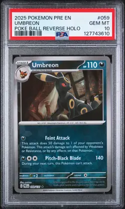 2025 POKEMON PRE EN-PRISMATIC EVOLUTIONS POKE BALL REVERSE HOLO UMBREON PSA 10 - Image 1