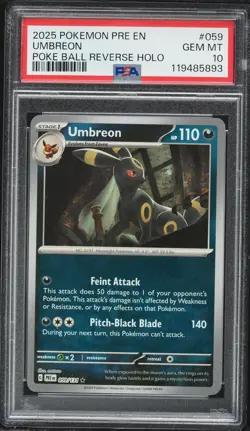 PSA 10 Umbreon Poke Ball Reverse Holo Prismatic Evolutions 2025 Pokemon #059 - Image 1