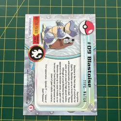 Blastoise #09 - Pokemon Card Non Holo Topps TV Series 1 Blue Logo - Image 2