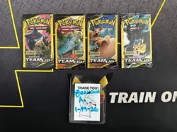Pokemon Sun & Moon Team Up 3 Card Mini Booster Packs Complete Art Set (4 Packs) - Image 1