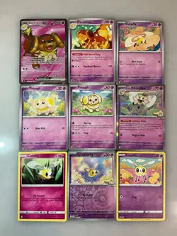 x9 Mixed pokemon cards Puppy Bee fly Fidough Cutiefly Cute Adorable Dachsbun Ex - Image 1