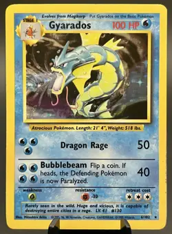 Gyarados 6/102 Base Set Holo Unlimited Rare WOTC Vintage Pokemon TCG LP - Image 1