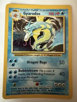 Pokemon TCG Base Set Gyarados Holo Rare 6/102 Vintage WOTC LP - Image 1