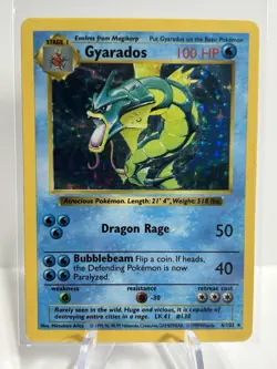 Gyarados 6/102 Base Set (Shadowless) Holo LP Vintage Pokemon Card TCG 1999 WOTC - Image 1