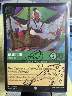 Disney Lorcana Aladdin Signed & Sketched Lauren Walsh - Image 1