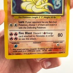 Pokemon TCG Ninetales 12/102 Base Set Holo Rare WOTC Unlimited (MP) - Image 5