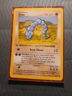 1st Edition Shadowless Onix 56/102 Base Set Pokemon Card CGC 8.5 - Image 1