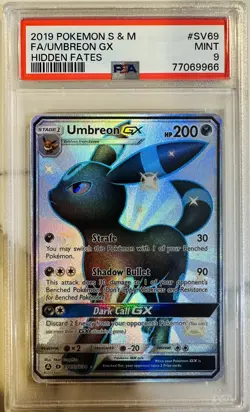 2019 Pokemon Umbreon GX Full Art Holo Hidden Fates SV69/SV94 PSA 9 MINT - Image 1