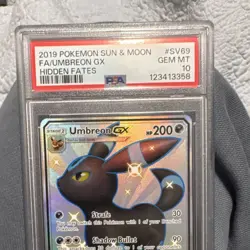 Pokemon TCG Umbreon GX Full Art Shiny Holo Rare SV69/SV94 Hidden Fates PSA 10 - Image 2