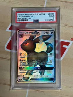 2019 Pokemon Sun And Moon Hidden Fates Umbreon GX Ultra Rare SV69/SV94 PSA 9 - Image 1