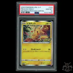 Pikachu #124/S-P PSA 10 Japanese Pikapika Promo Pokemon 2020 - Image 1