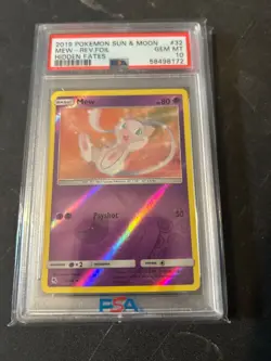 2019 POKEMON SUN & MOON HIDDEN FATES #32 MEW-REVERSE FOIL PSA 10 FREE SHIPPING - Image 1