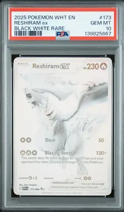 Pokemon 2025 Reshiram ex 173/086 Black White Rare White Flare GEM MINT PSA 10 - Image 1