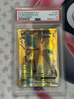 2016 POKEMON XY EVOLUTIONS FA/ DRAGONITE EX PSA GEM MT 10 - Image 1