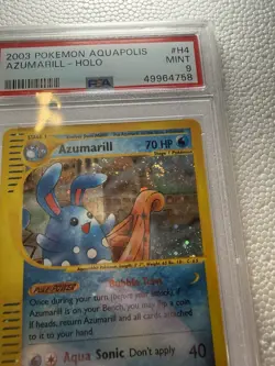 PSA 9 Mint 2003 Pokemon Aquapolis Azumarill Holo SWIRL H4/H32 - Image 2