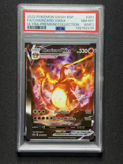 PSA 8 MC Pokemon Charizard VMAX #261 Charizard UPC MISCUT ERROR! - Image 1