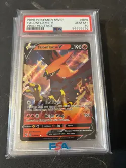 2020 Pokemon SWSH Talonflame V Vivid Voltage #29 PSA 10 Mint Graded FREE SHIPPIN - Image 1