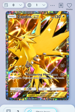 Pokemon TCG POCKET - Zapdos Full Art 2⭐, Genetic Apex, English - Image 3