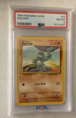 1999 Pokemon Game #52 Machop PSA 8 - Image 1