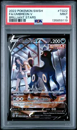 2022 POKEMON SWORD & SHIELD BRILLIANT STARS #TG22 FULL ART/UMBREON V PSA 9 - Image 1