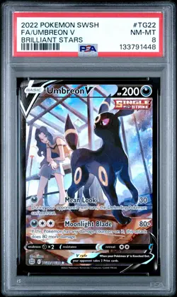 2022 POKEMON SWORD & SHIELD BRILLIANT STARS #TG22 FULL ART/UMBREON V PSA 8 - Image 1