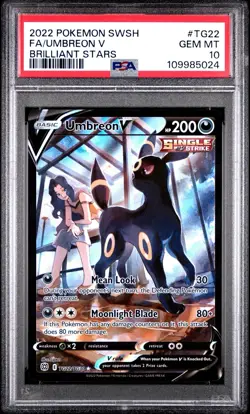 2022 POKEMON SWORD & SHIELD BRILLIANT STARS #TG22 FULL ART/UMBREON V PSA 10 - Image 1