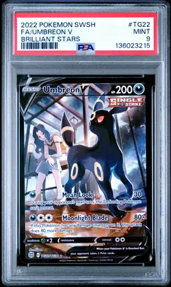 2022 POKEMON SWORD & SHIELD BRILLIANT STARS #TG22 FULL ART/UMBREON V PSA 9 - Image 1