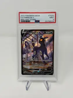 2022 POKEMON SWORD & SHIELD BRILLIANT STARS #TG22 FULL ART/UMBREON V PSA 9 - Image 1