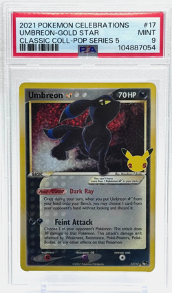 Pokemon 2021 Umbreon Gold Star 17/17 Celebrations PSA 9 Mint TCG - Image 1