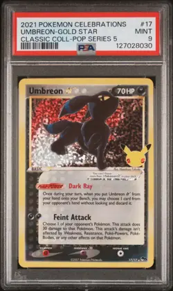 Pokemon TCG Umbreon Gold Star 17/17 Celebrations Classic Collection PSA 9 - Image 1