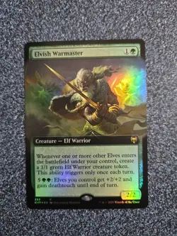 1x Elvish Warmaster MTG Kaldheim Extended Art Rare Foil NM - Image 1