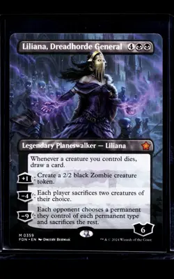 MTG Magic The Gathering Foundations Borderless #359 Liliana Dreadhorde General - Image 1
