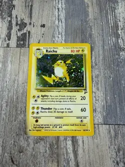 Pokemon TCG Raichu 16/130 Base Set 2 Holo Rare Damaged - Image 1