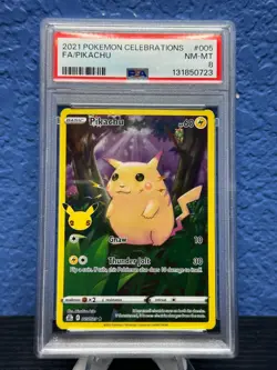2021 POKEMON CELEBRATIONS FA/PIKACHU #005 PSA NM-MT 8 - Image 1