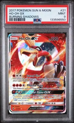 PSA 9 2017 POKEMON SUN & MOON BURNING SHADOWS #21 HO-OH GX BURNING SHADOWS - Image 1