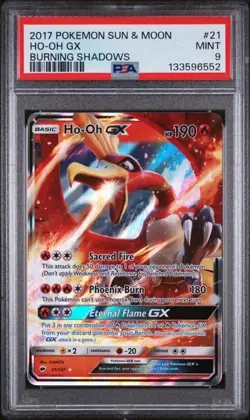 PSA 9 2017 POKEMON SUN & MOON BURNING SHADOWS #21 HO-OH GX BURNING SHADOWS - Image 1
