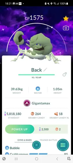 Pokemon Go Shiny Gigantamax Kingler ( Background) - Image 1