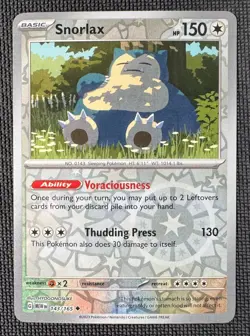 SNORLAX 143/165 REVERSE HOLO UNCOMMON 151 POKEMON REVERSE HOLO NM - Image 1