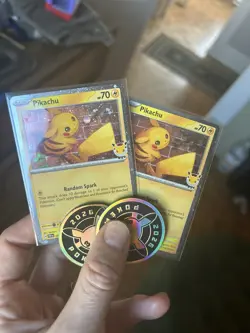 X2 Pikachu 051 /162 Stamped 2026 Pokemon Day 30 Promo TCG With Coins💛 - Image 1