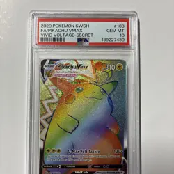 Pokemon Pikachu TCG VMAX 188/185 Rainbow Secret Rare Vivid Voltage SWSH PSA 10 - Image 2