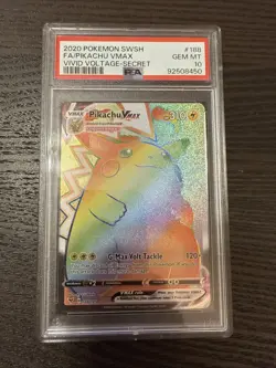 Pokemon Vivid Voltage Pikachu VMAX Rainbow Secret Rare Full Art 188/185 PSA 10 - Image 1