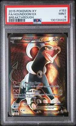 2015 POKEMON XY BREAKTHROUGH #153 FULL ART/HOUNDOOM EX PSA 9 - Image 1