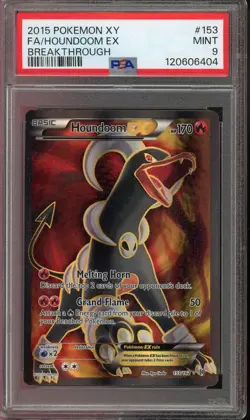 2015 POKEMON XY BREAKTHROUGH #153 FULL ART/HOUNDOOM EX PSA 9 MINT - Image 1