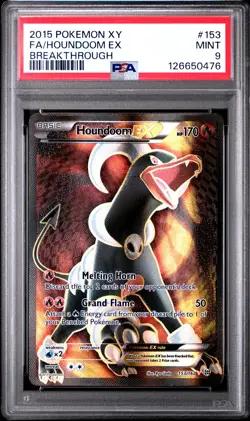 2015 POKEMON XY BREAKTHROUGH #153 FULL ART/HOUNDOOM EX PSA 9 - Image 1